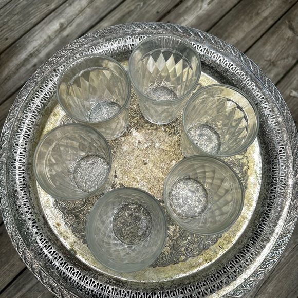 Vintage 1930’s Diamond Patter Juice Glasses 3 1/8” Set of 6 Hazel Atlas - Picture 4 of 8